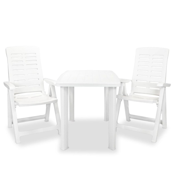 Set Mobilier Bistro 3 Piese Alb Plastic 275073